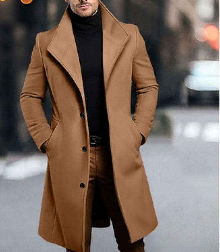 Men's Mid-length Wool Trench Coat 5 Men's Mid-length Wool Trench Coat - Image 5