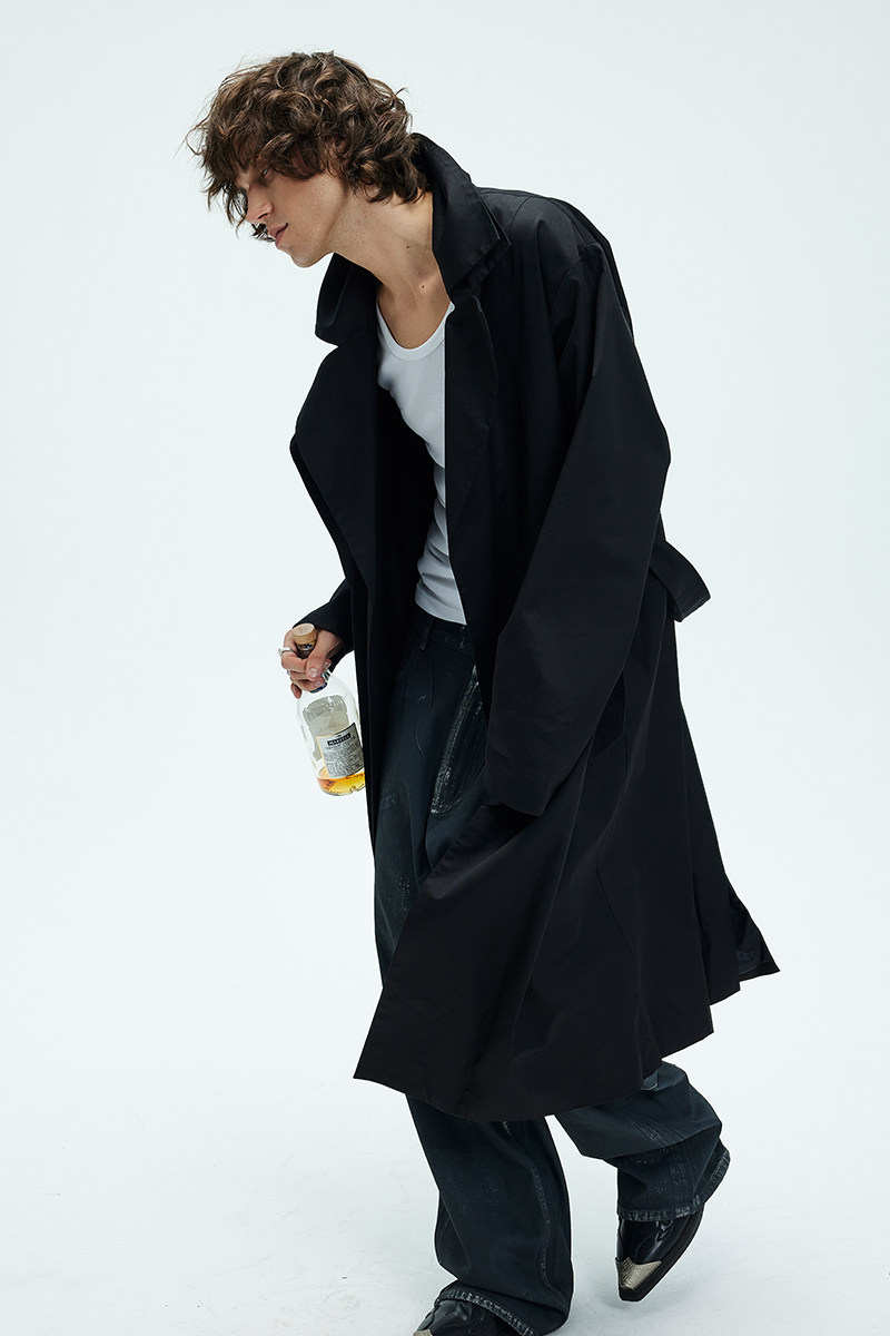 Mens Solid-color Loose-fitting Mid-length Coat 4 Mens Solid-color Loose-fitting Mid-length Coat - Image 4