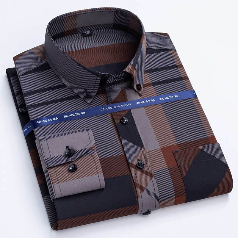 Men's Non-ironing, Anti-wrinkle, Plaid Shirt 7 Men's Non-ironing, Anti-wrinkle, Plaid Shirt - Image 7