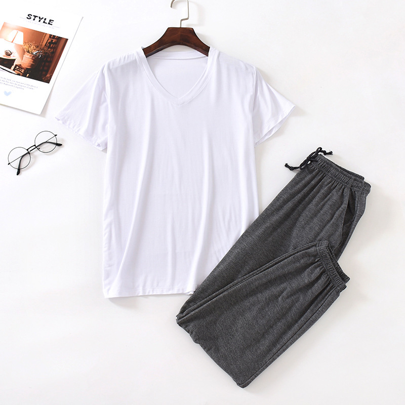 Men's Ice Silk Modal Short Sleeved Pants Set 3 Men's Ice Silk Modal Short Sleeved Pants Set - Image 3