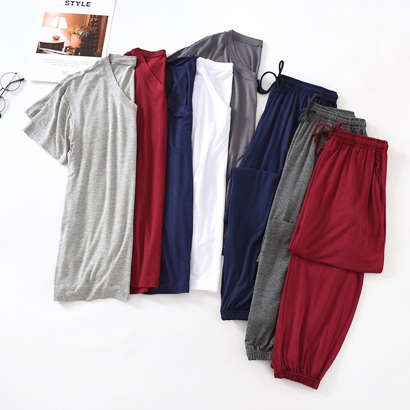 Men's Ice Silk Modal Short Sleeved Pants Set 8 Men's Ice Silk Modal Short Sleeved Pants Set - Image 8