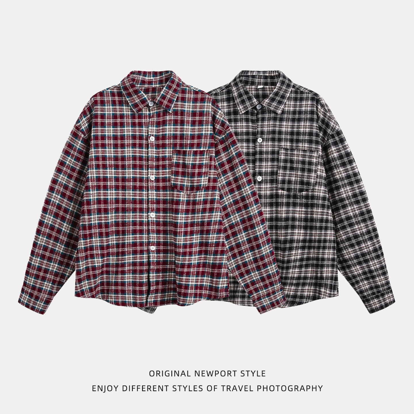 Men's Retro Color-Block Plaid Long-Sleeve Shirt 1 Men's Retro Color-Block Plaid Long-Sleeve Shirt