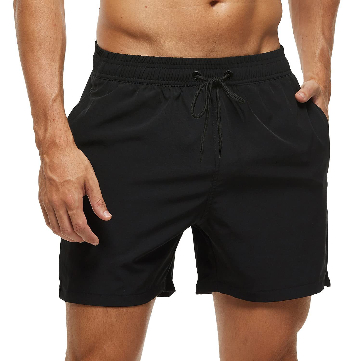 Solid-Color Casual Beach Shorts With Zippered Pockets And Mesh Lining 7 Solid-Color Casual Beach Shorts With Zippered Pockets And Mesh Lining - Image 7