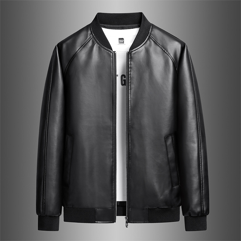 Men's Slim Fit Leather Jacket 3 Men's Slim Fit Leather Jacket - Image 3