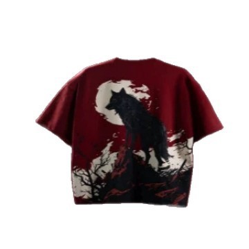 Wine-red Drop-shoulder T-shirt 6 Wine-red Drop-shoulder T-shirt - Image 6