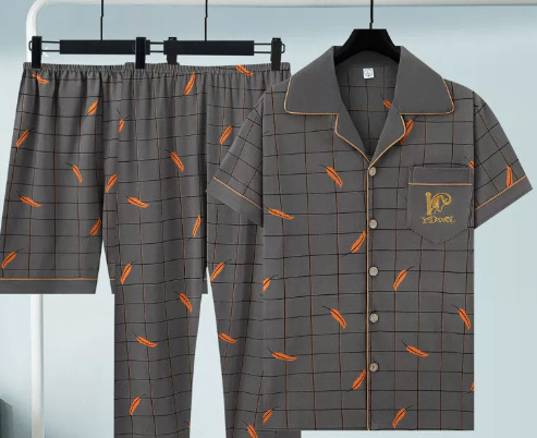 Pure Cotton Three-Piece Pajama Set For Men 7 Pure Cotton Three-Piece Pajama Set For Men - Image 7