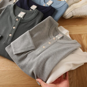 Men's Cotton Waffle-Weave Long-Sleeve Base Layer T-Shirt