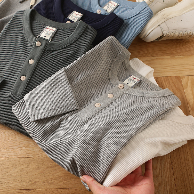 Men's Cotton Waffle-Weave Long-Sleeve Base Layer T-Shirt 1 Men's Cotton Waffle-Weave Long-Sleeve Base Layer T-Shirt