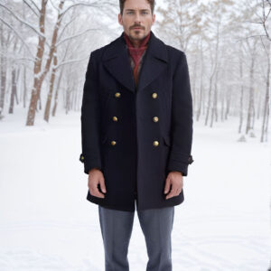 Men's Long-Sleeve British-Style Wool Coat