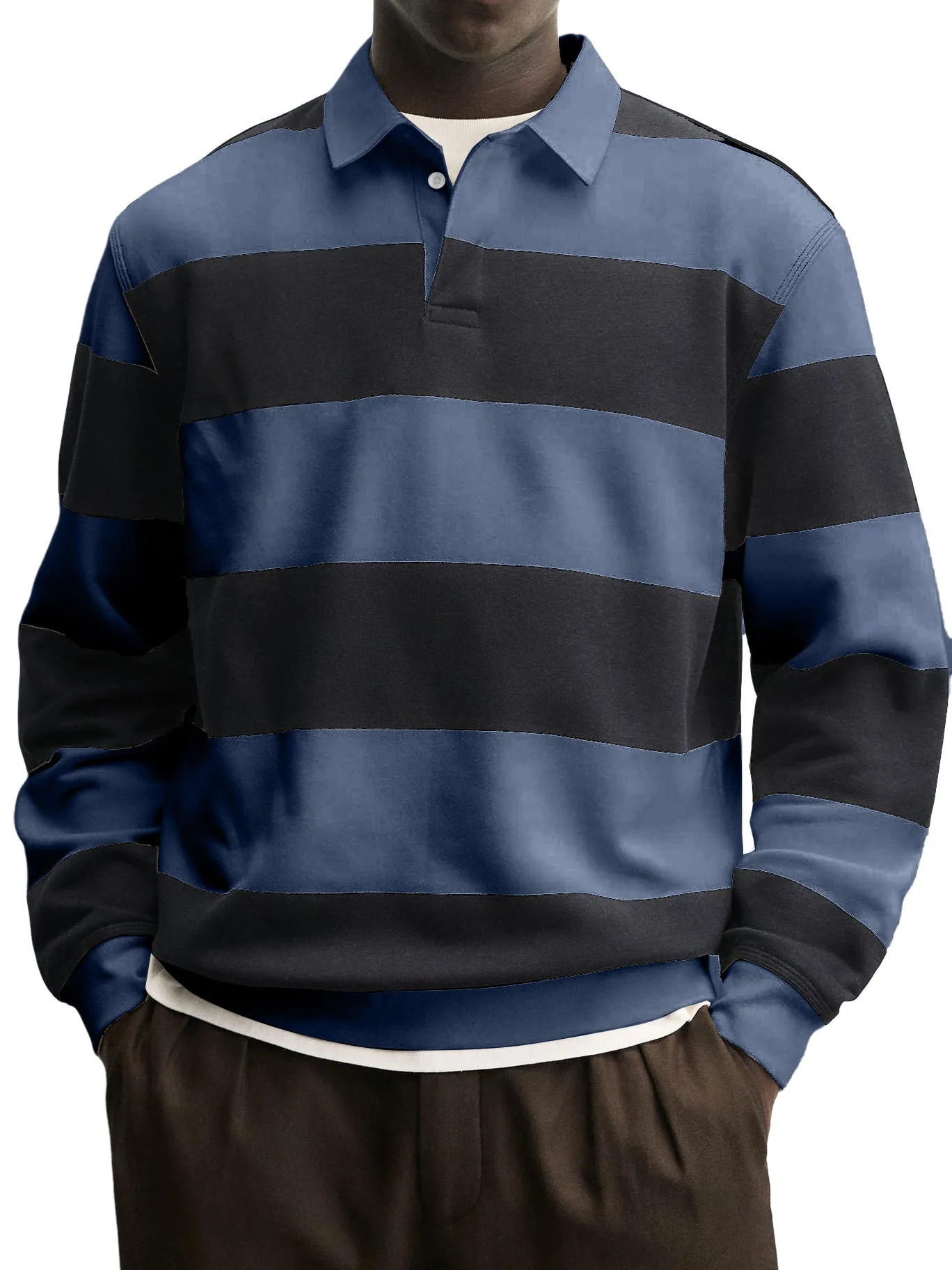 Men's Long-sleeved Striped T-shirt 3 Men's Long-sleeved Striped T-shirt - Image 3