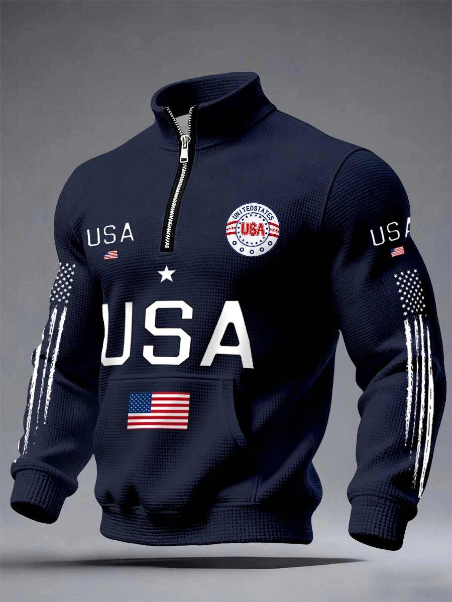 Men's Half-zip Hooded Sweatshirt With A Stand-up Collar Design 10 Men's Half-zip Hooded Sweatshirt With A Stand-up Collar Design - Image 10