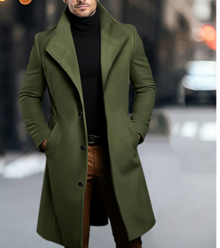 Men's Mid-length Wool Trench Coat 8 Men's Mid-length Wool Trench Coat - Image 8