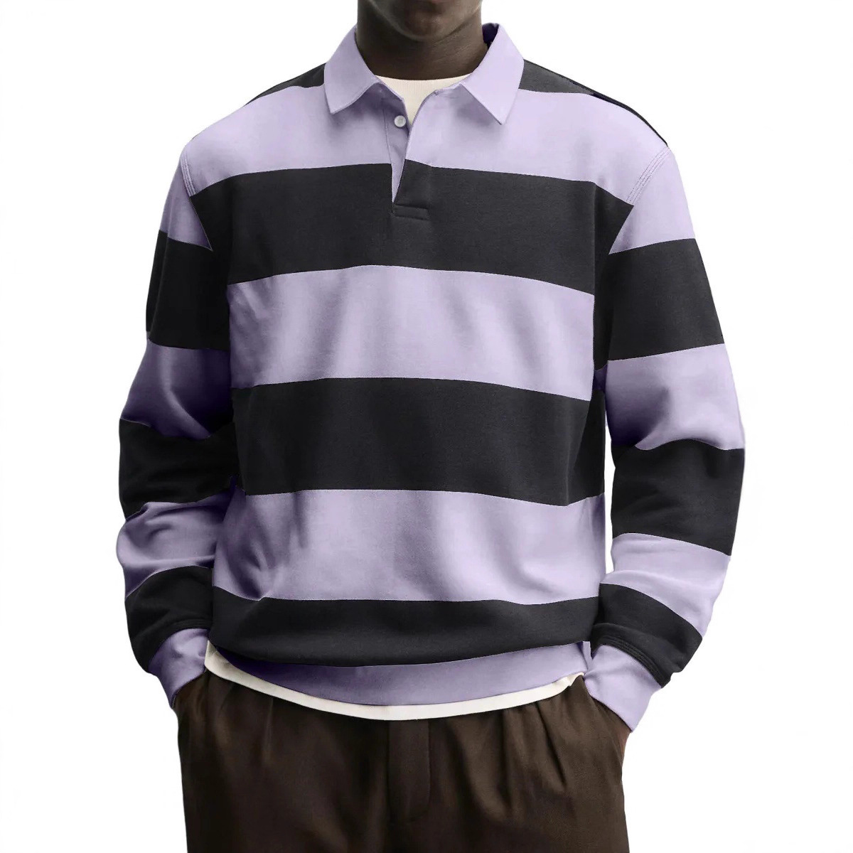 Men's Long-sleeved Striped T-shirt 2 Men's Long-sleeved Striped T-shirt - Image 2