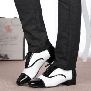 Latin Leather Black And White Dance Shoes for Men's