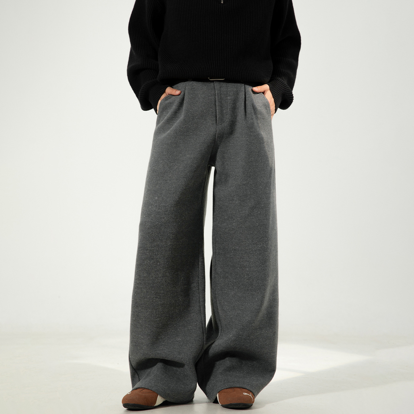 Wool Straight-leg Loose Pleated Casual Trousers 1 Wool Straight-leg Loose Pleated Casual Trousers