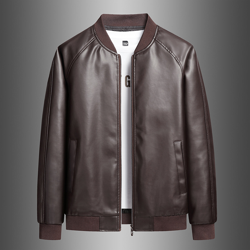Men's Slim Fit Leather Jacket 4 Men's Slim Fit Leather Jacket - Image 4