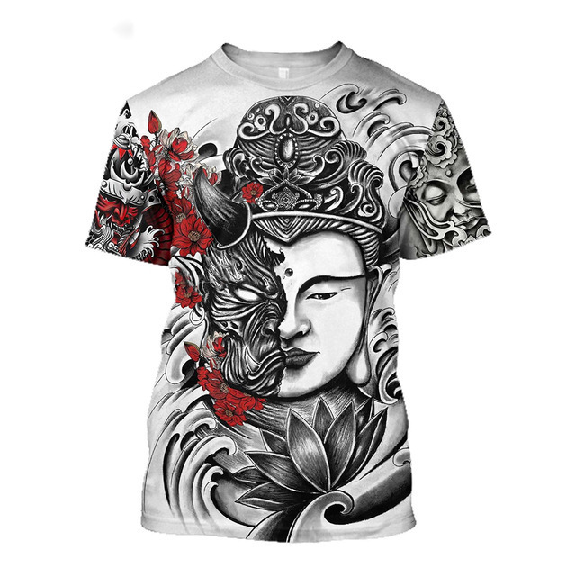 3D Men's Samurai Round Neck T-shirt 5 3D Men's Samurai Round Neck T-shirt - Image 5