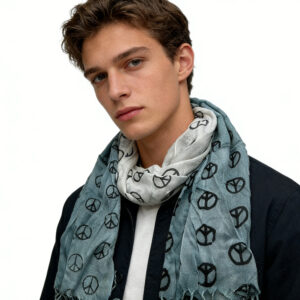 2pcs Grey Printed Scarf For Women & Men