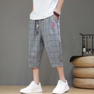 Plaid Cropped Harem Pants