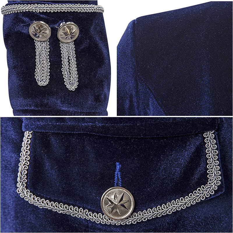 Men's Solid-Color Velvet Uniform Stand-Up Collar Coat 5 Men's Solid-Color Velvet Uniform Stand-Up Collar Coat - Image 5