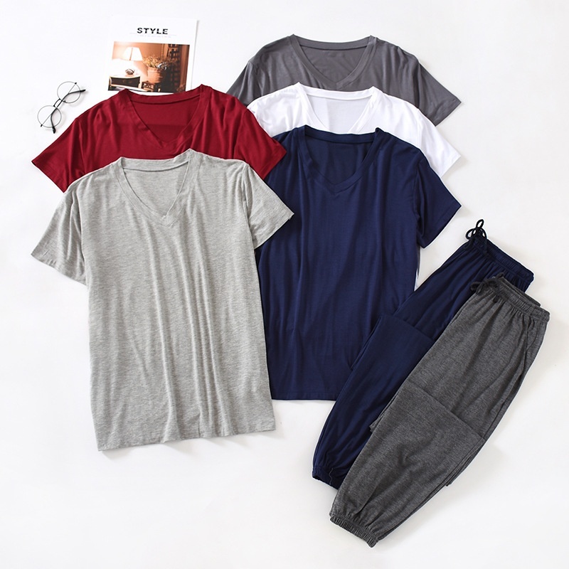 Men's Ice Silk Modal Short Sleeved Pants Set 6 Men's Ice Silk Modal Short Sleeved Pants Set - Image 6