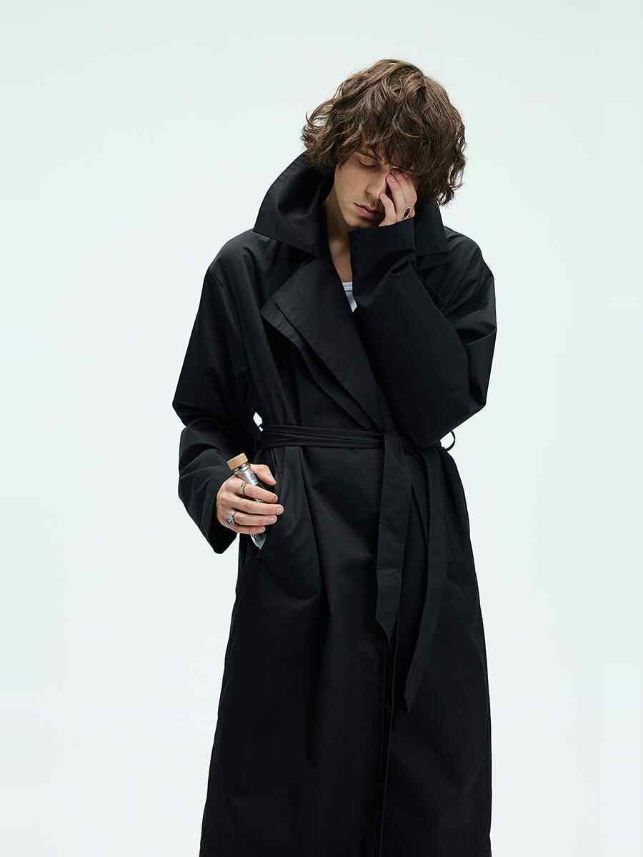 Mens Solid-color Loose-fitting Mid-length Coat 2 Mens Solid-color Loose-fitting Mid-length Coat - Image 2