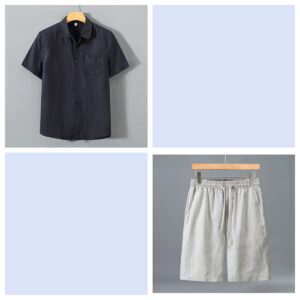Men's Linen Shorts and Short Sleeve Shirt Set