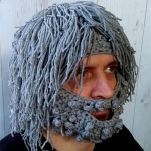 Knitted Ski Hat With A Wig Beard