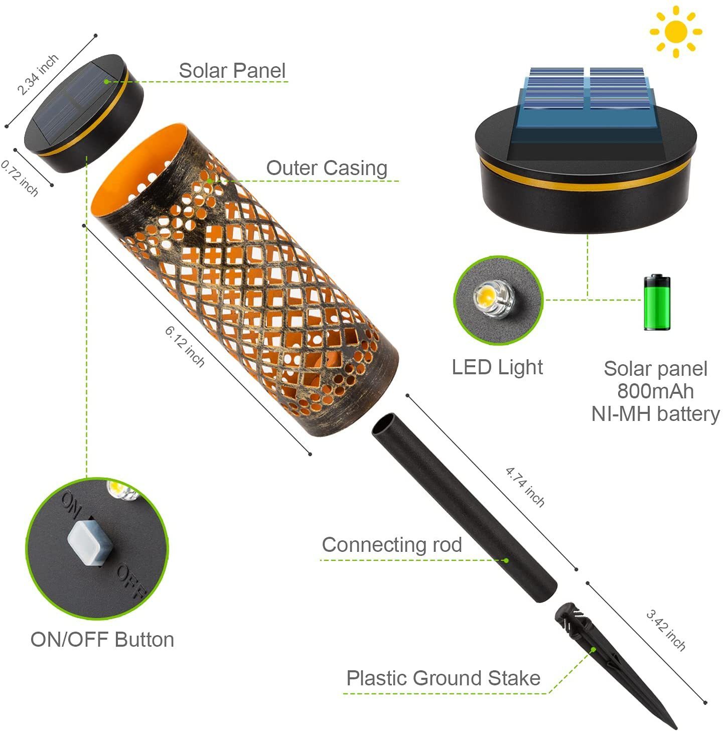 Metal Waterproof Solar-powered Lawn Lamps 4 Metal Waterproof Solar-powered Lawn Lamps - Image 4