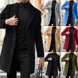 Men's Mid-length Long-sleeve Wool Coat