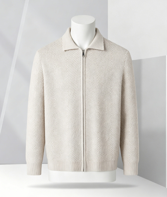 Solid-color Cardigan Zip-up Mens Jacket 2 Solid-color Cardigan Zip-up Mens Jacket - Image 2