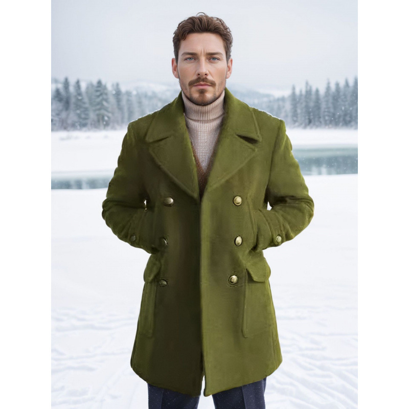 Men's Long-Sleeve British-Style Wool Coat 5 Men's Long-Sleeve British-Style Wool Coat - Image 5