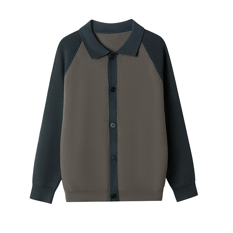 Men's Polo-neck Knitted Cardigan Sweater 7 Men's Polo-neck Knitted Cardigan Sweater - Image 7