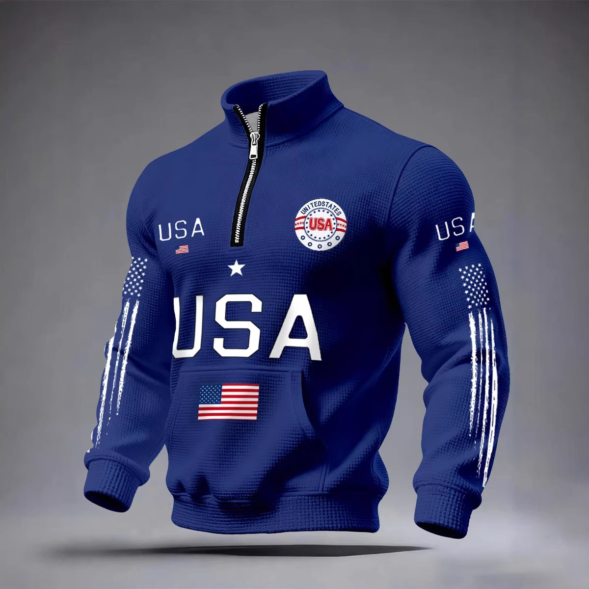 Men's Half-zip Hooded Sweatshirt With A Stand-up Collar Design 8 Men's Half-zip Hooded Sweatshirt With A Stand-up Collar Design - Image 8