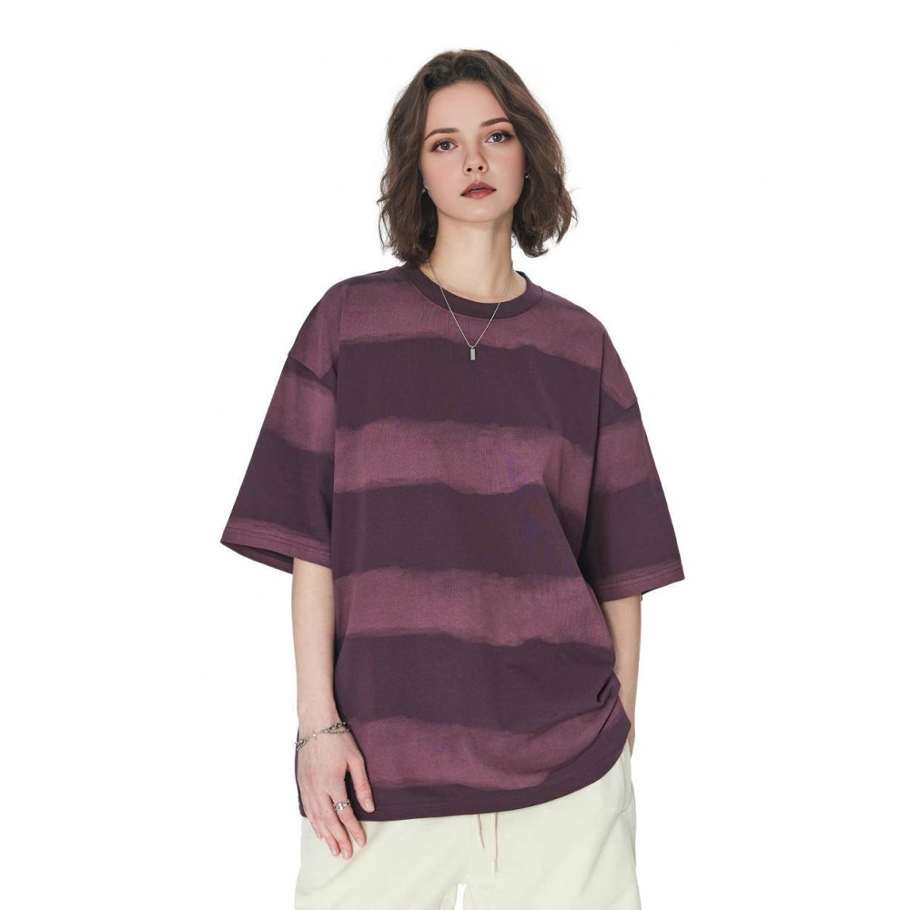 Tie-dye Washed Striped Short-Sleeve Men's Cotton T-Shirt 4 Tie-dye Washed Striped Short-Sleeve Men's Cotton T-Shirt - Image 4