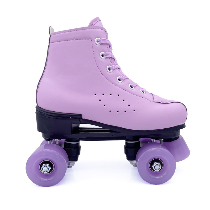 Double-row Leather Purple Roller Skates 1 Double-row Leather Purple Roller Skates