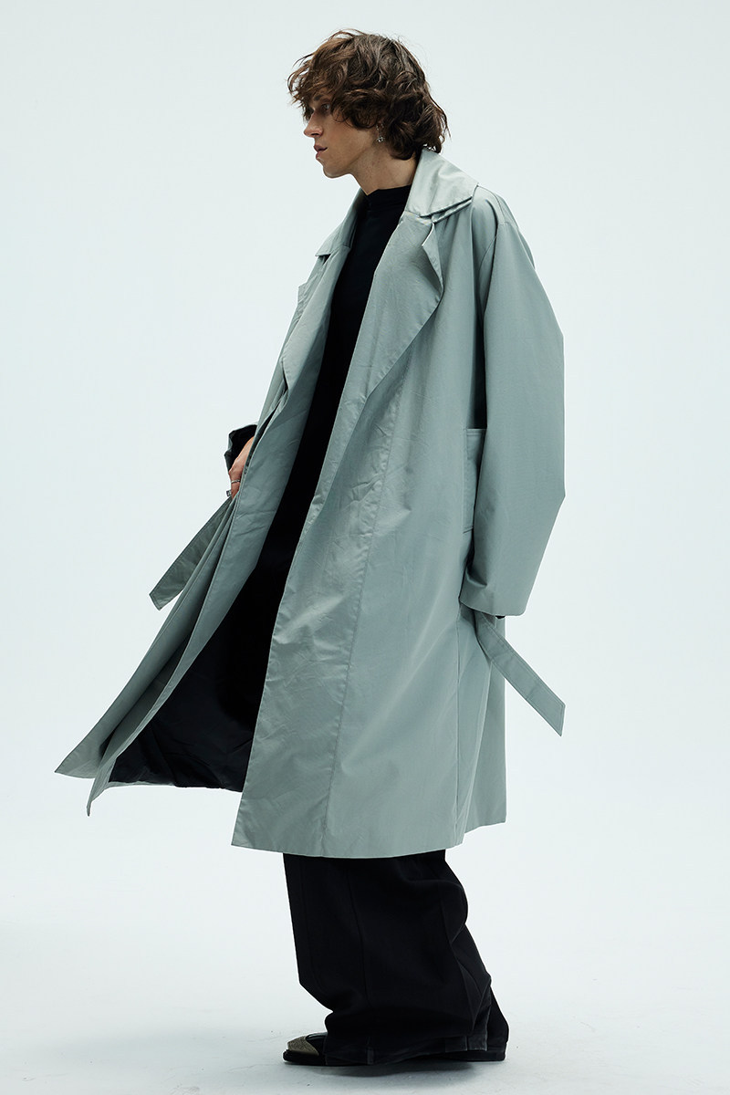 Mens Solid-color Loose-fitting Mid-length Coat 3 Mens Solid-color Loose-fitting Mid-length Coat - Image 3