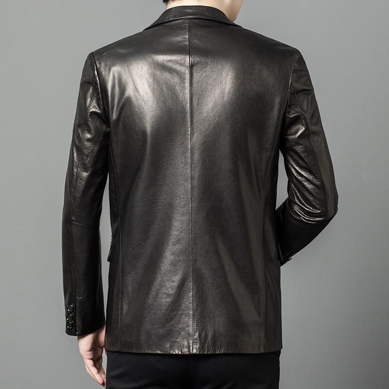 High-end Oil-Waxed Sheepskin Fashionable Blazer 6 High-end Oil-Waxed Sheepskin Fashionable Blazer - Image 6