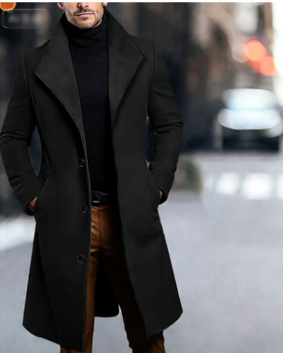 Men's Mid-length Wool Trench Coat 3 Men's Mid-length Wool Trench Coat - Image 3