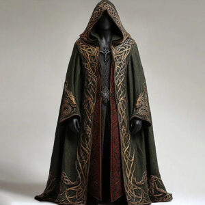 Men's Mid-Length Digital-Print Abstract Cape