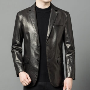 High-end Oil-Waxed Sheepskin Fashionable Blazer