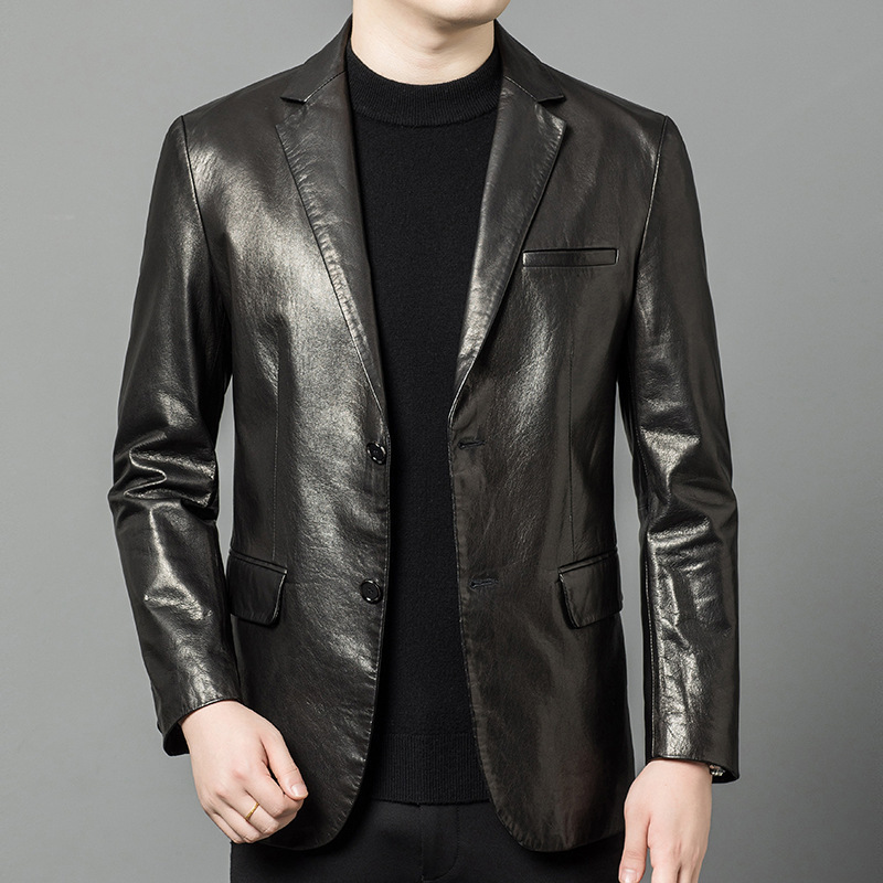 High-end Oil-Waxed Sheepskin Fashionable Blazer 1 High-end Oil-Waxed Sheepskin Fashionable Blazer