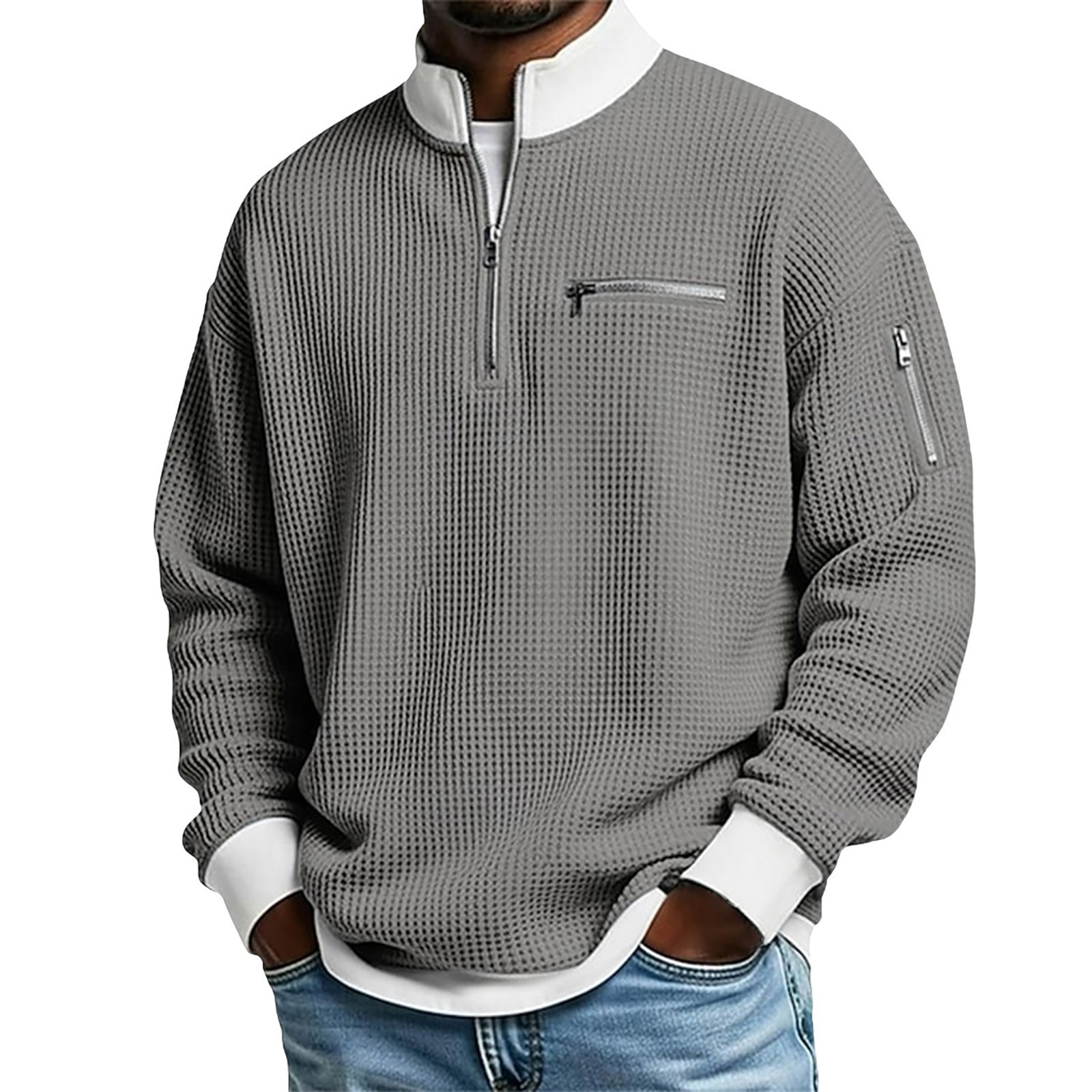 Men's Sports Zip-Up Long-Sleeve Sweatshirt 7 Men's Sports Zip-Up Long-Sleeve Sweatshirt - Image 7