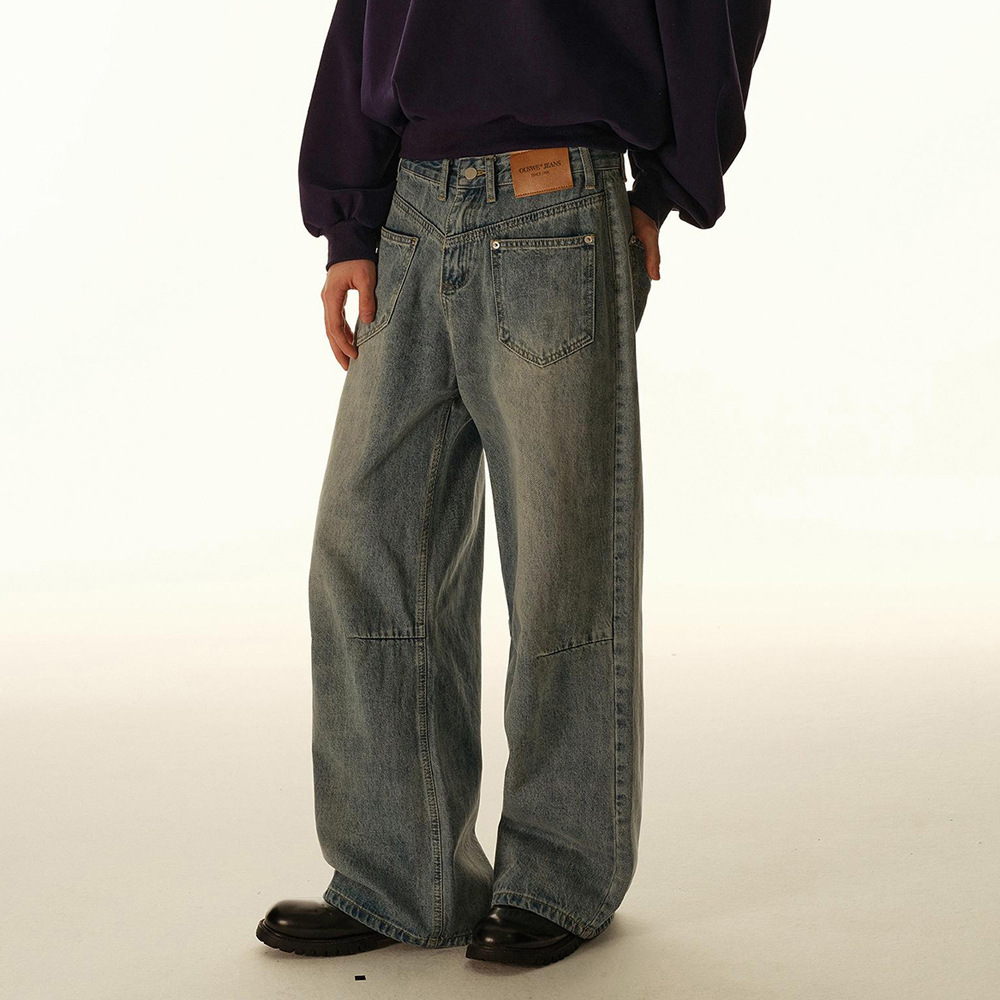 Vintage Washed Patchwork Reverse-wear Denim Jeans 1 Vintage Washed Patchwork Reverse-wear Denim Jeans