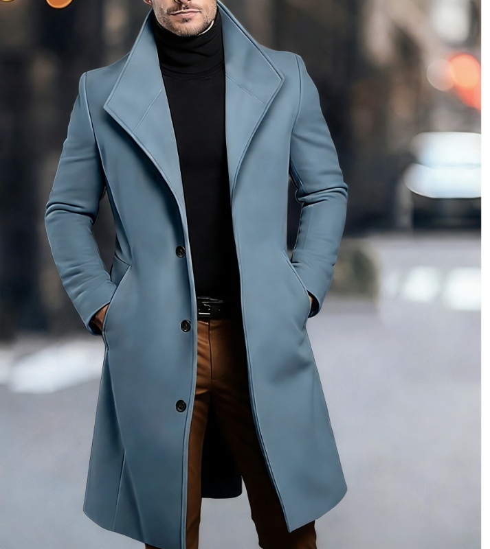 Men's Mid-length Wool Trench Coat 9 Men's Mid-length Wool Trench Coat - Image 9