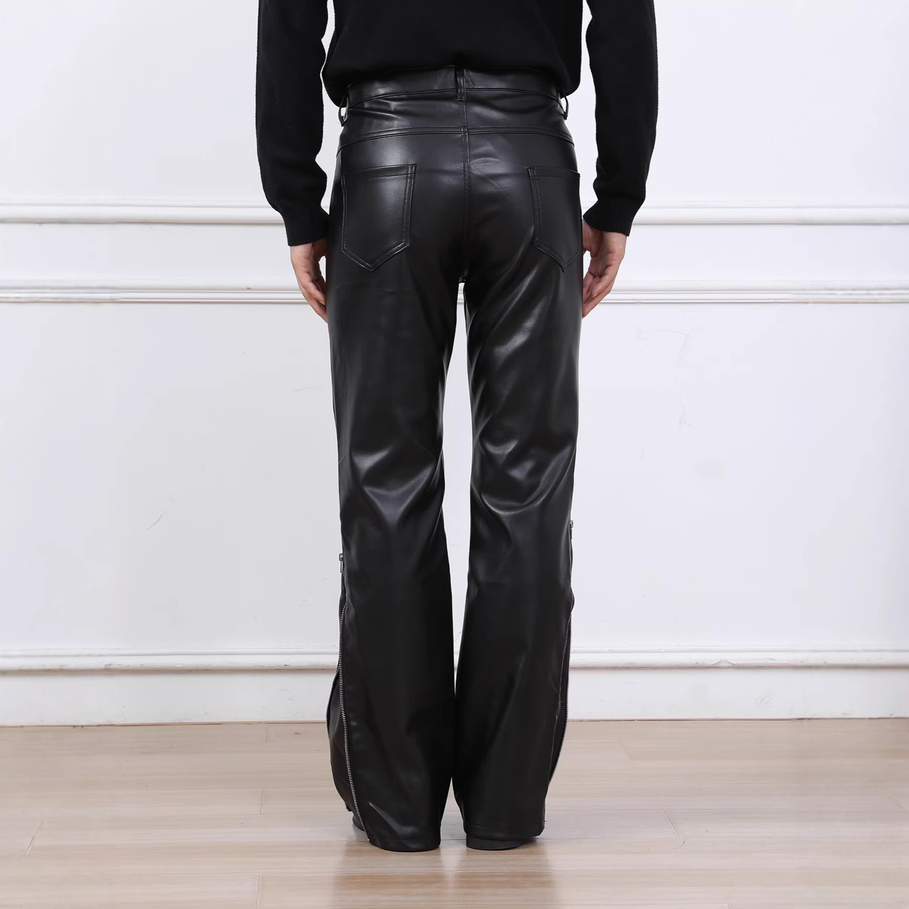 Men's Leather Wide-Leg Pants 4 Men's Leather Wide-Leg Pants - Image 4