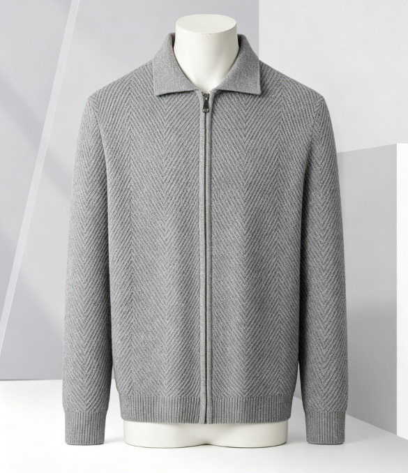 Solid-color Cardigan Zip-up Mens Jacket 6 Solid-color Cardigan Zip-up Mens Jacket - Image 6