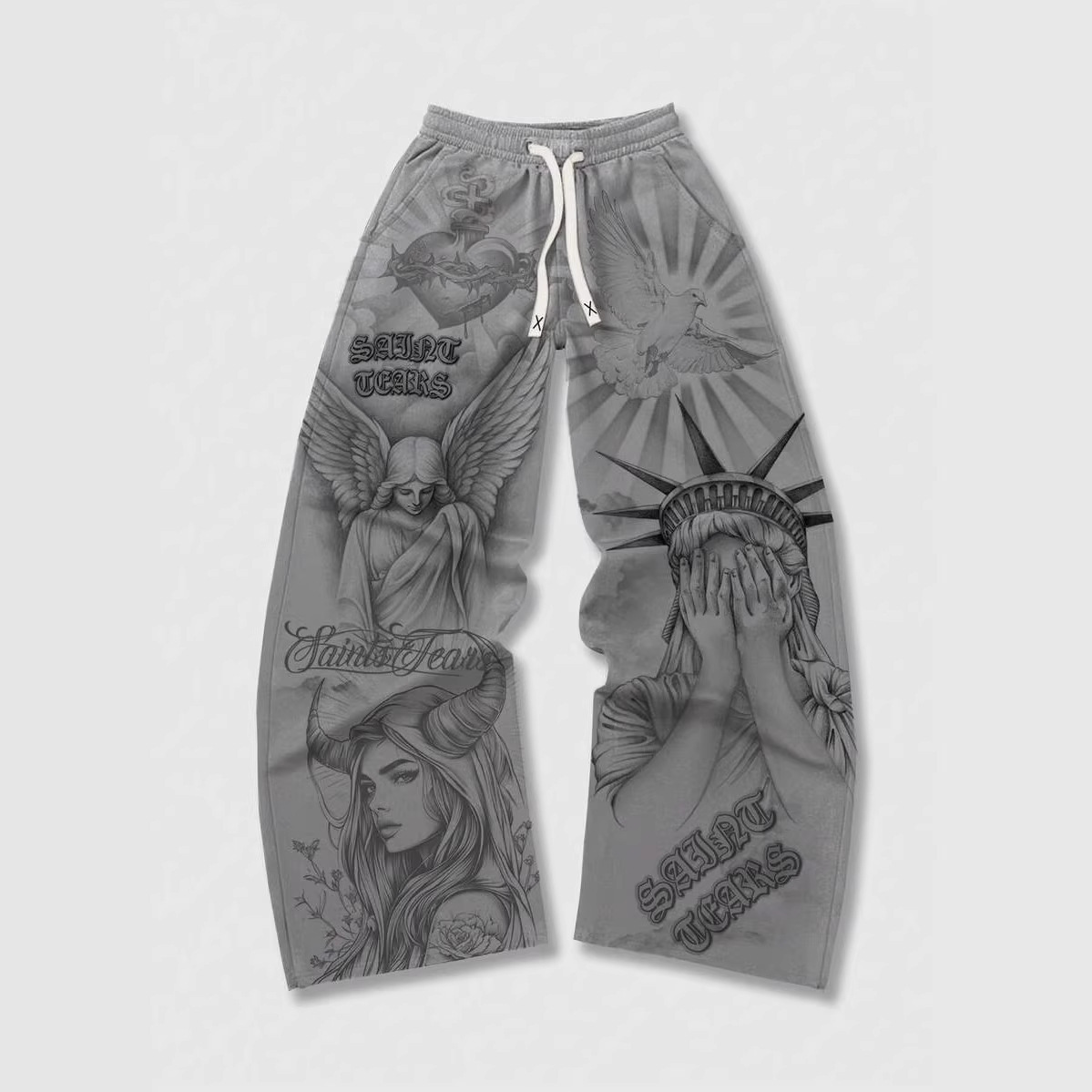 Retro Letter Print Loose Casual Pants 4 Retro Letter Print Loose Casual Pants - Image 4