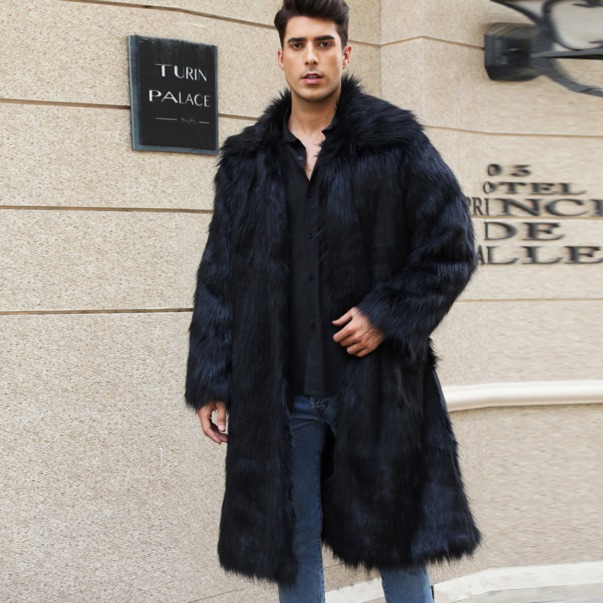 Mens Long Faux Fur Coat Mens Outerwear Warm And Cozy 8 Mens Long Faux Fur Coat Mens Outerwear Warm And Cozy - Image 8
