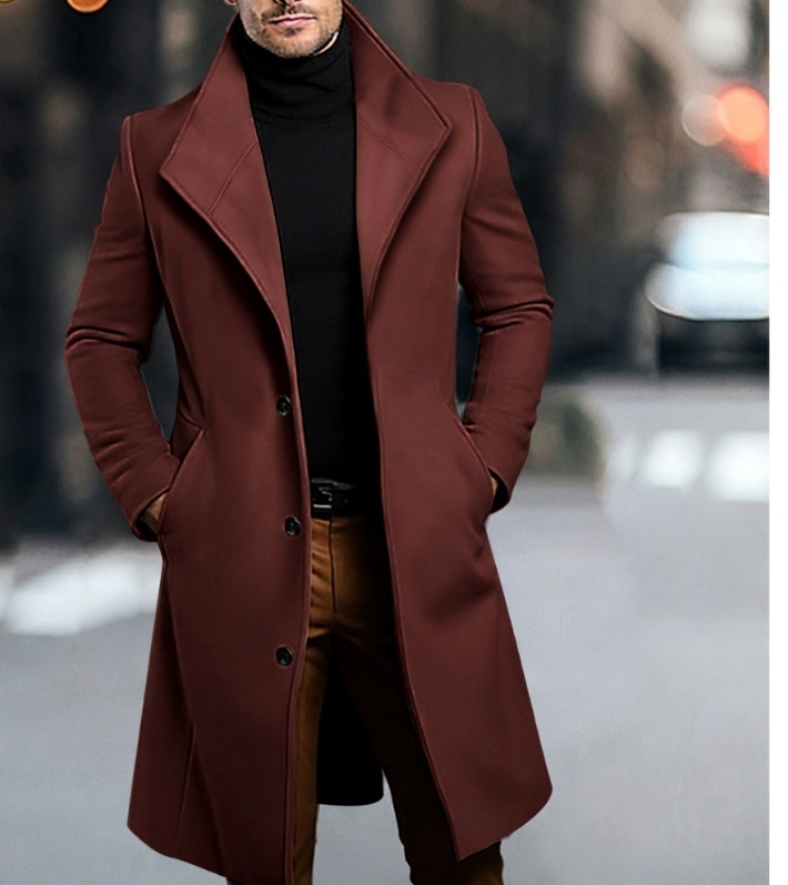 Men's Mid-length Wool Trench Coat 7 Men's Mid-length Wool Trench Coat - Image 7